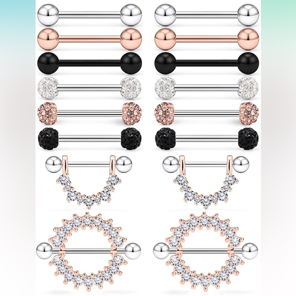 # 43   16G 14G Surgical Steel Tongue Ring,Shield Barbell Ring Bar Body Piercing